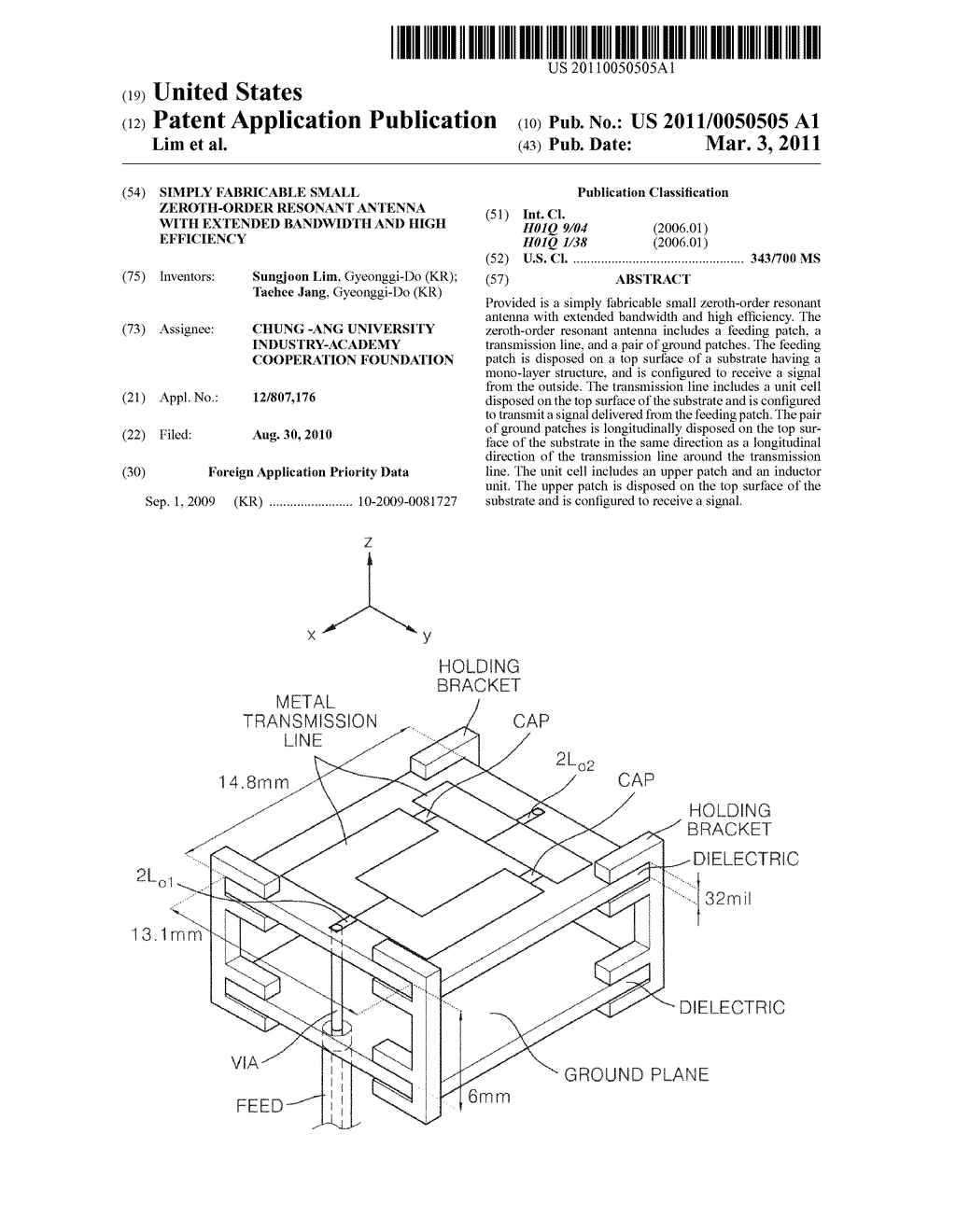 Simply fabricable small zeroth-order resonant antenna with extended bandwidth and high efficiency - diagram, schematic, and image 01