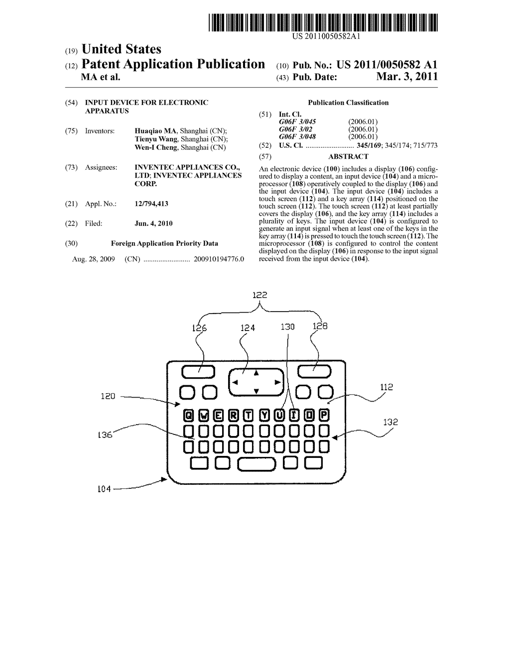 INPUT DEVICE FOR ELECTRONIC APPARATUS - diagram, schematic, and image 01