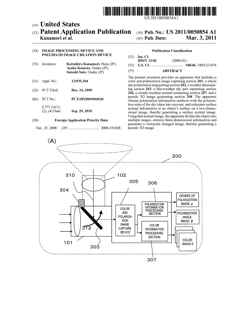 IMAGE PROCESSING DEVICE AND PSEUDO-3D IMAGE CREATION DEVICE - diagram, schematic, and image 01