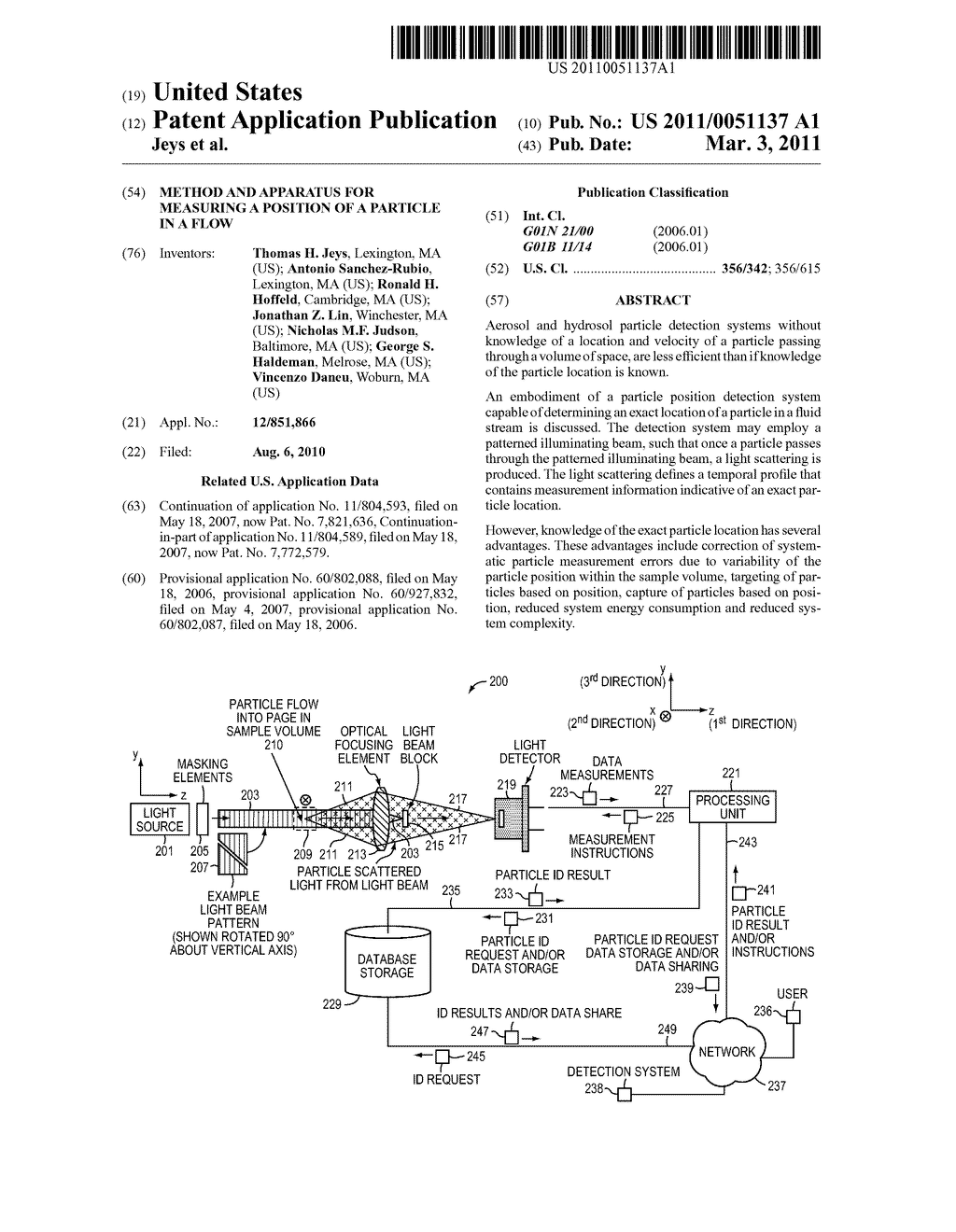 Method and Apparatus for Measuring a Position of a Particle in a Flow - diagram, schematic, and image 01