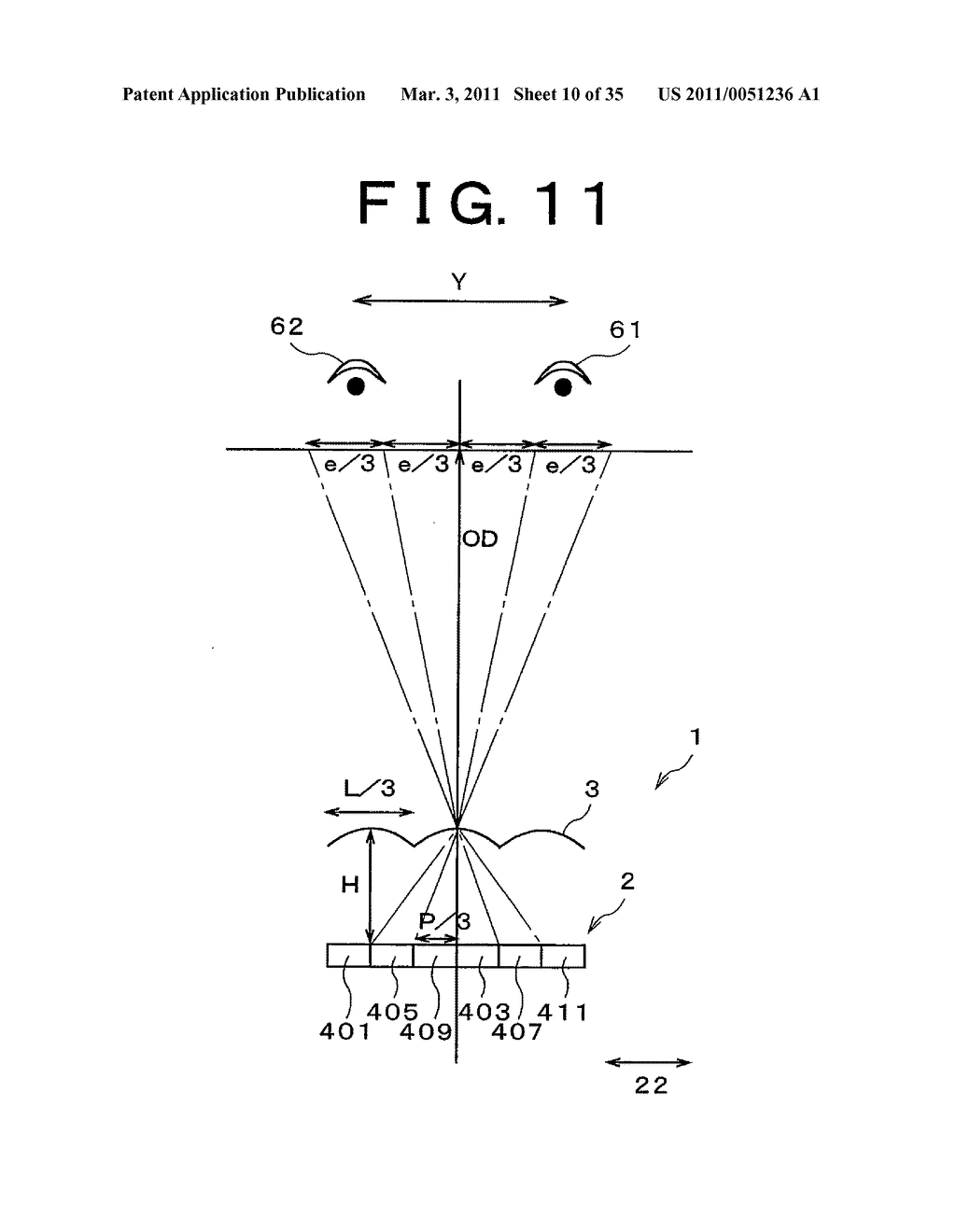 THREE-DIMENSIONAL IMAGE DISPLAY DEVICE, PORTABLE TERMINAL DEVICE, DISPLAY PANEL AND FLY EYE LENS - diagram, schematic, and image 11