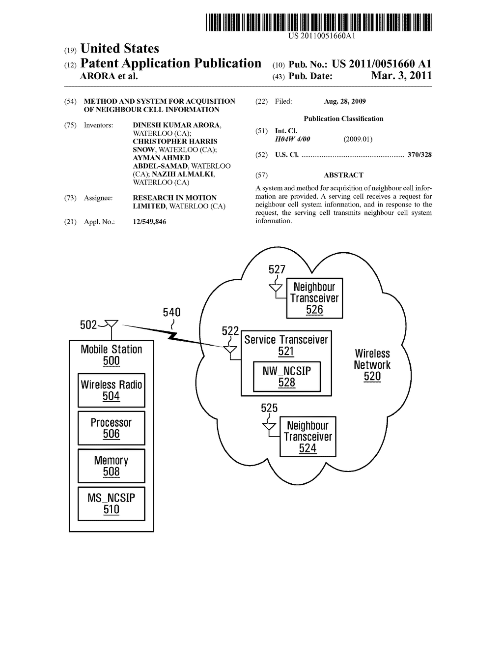 METHOD AND SYSTEM FOR ACQUISITION OF NEIGHBOUR CELL INFORMATION - diagram, schematic, and image 01