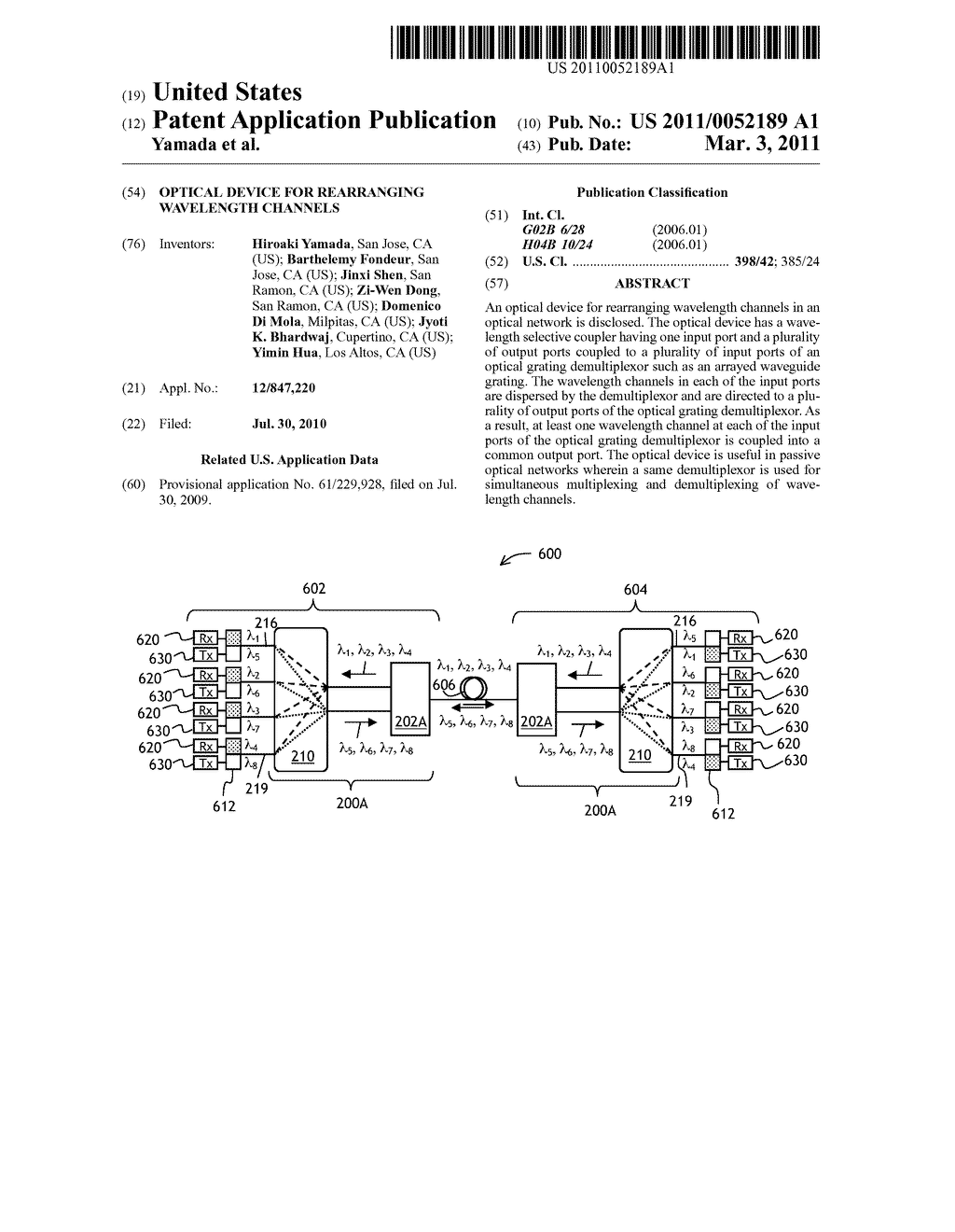 OPTICAL DEVICE FOR REARRANGING WAVELENGTH CHANNELS - diagram, schematic, and image 01