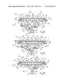 GUIDE DEVICE FOR SUPPORTING AN UNDERWATER PIPELINE, LAYING RAMP COMPRISING SUCH A GUIDE DEVICE, LAYING VESSEL EQUIPPED WITH SUCH A LAYING RAMP, AND METHOD OF CONTROLLING AN UNDERWATER-PIPELINE LAYING RAMP diagram and image