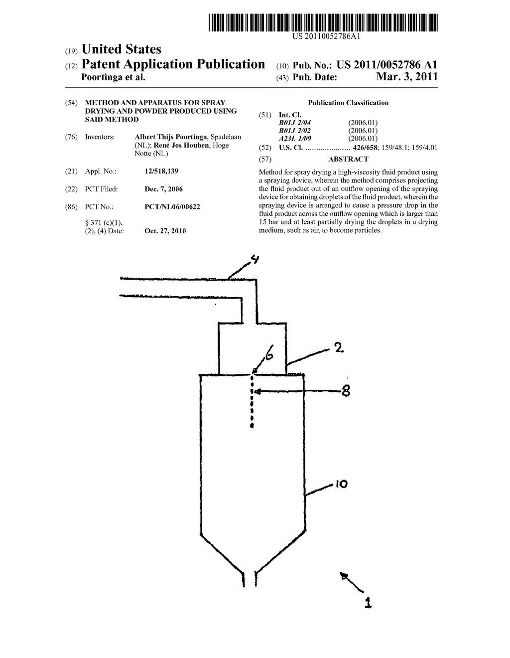 Method and apparatus for Spray Drying and Powder Produced Using Said Method - diagram, schematic, and image 01