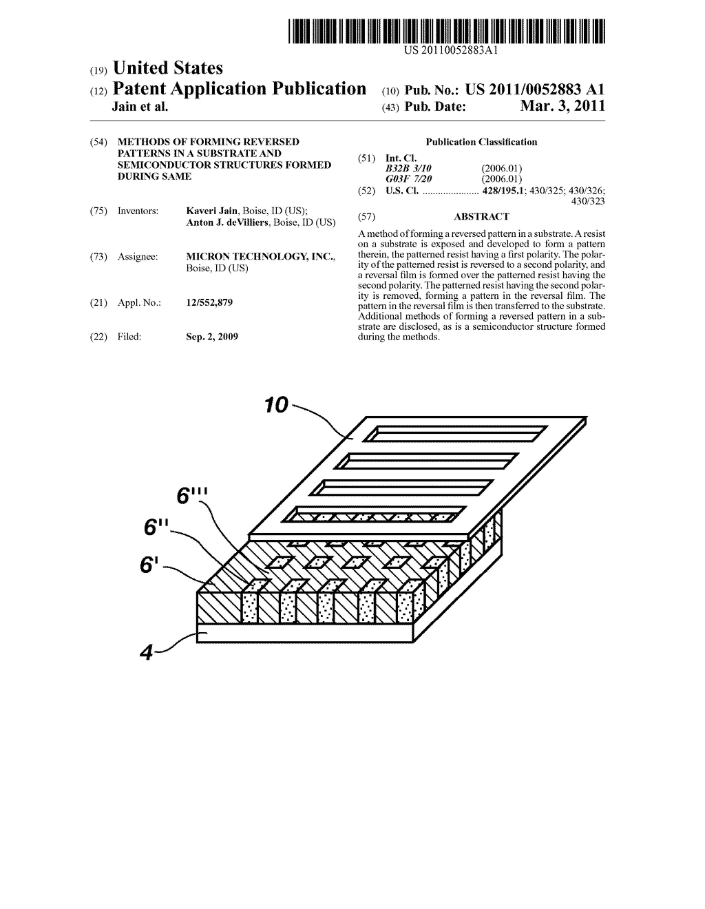 METHODS OF FORMING REVERSED PATTERNS IN A SUBSTRATE AND SEMICONDUCTOR STRUCTURES FORMED DURING SAME - diagram, schematic, and image 01