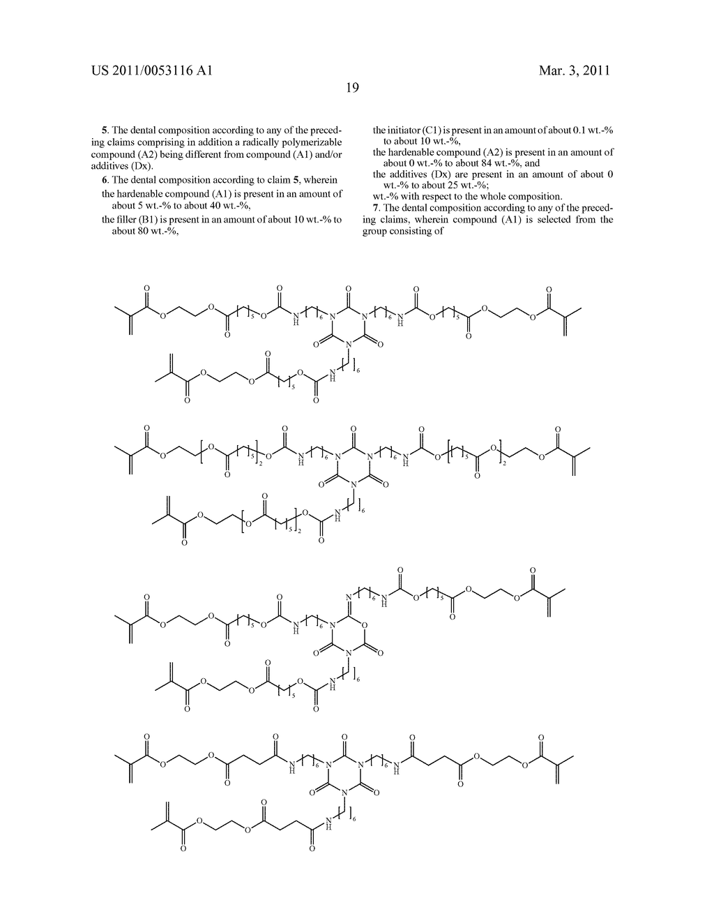 DENTAL COMPOSITION CONTAINING A POLYFUNCTIONAL (METH)ACRYLATE COMPRISING URETHANE, UREA OR AMIDE GROUPS, METHOD OF PRODUCTION AND USE THEREOF - diagram, schematic, and image 20