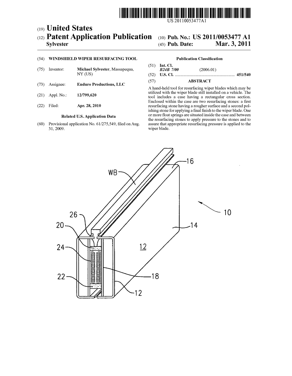 Windshield wiper resurfacing tool - diagram, schematic, and image 01