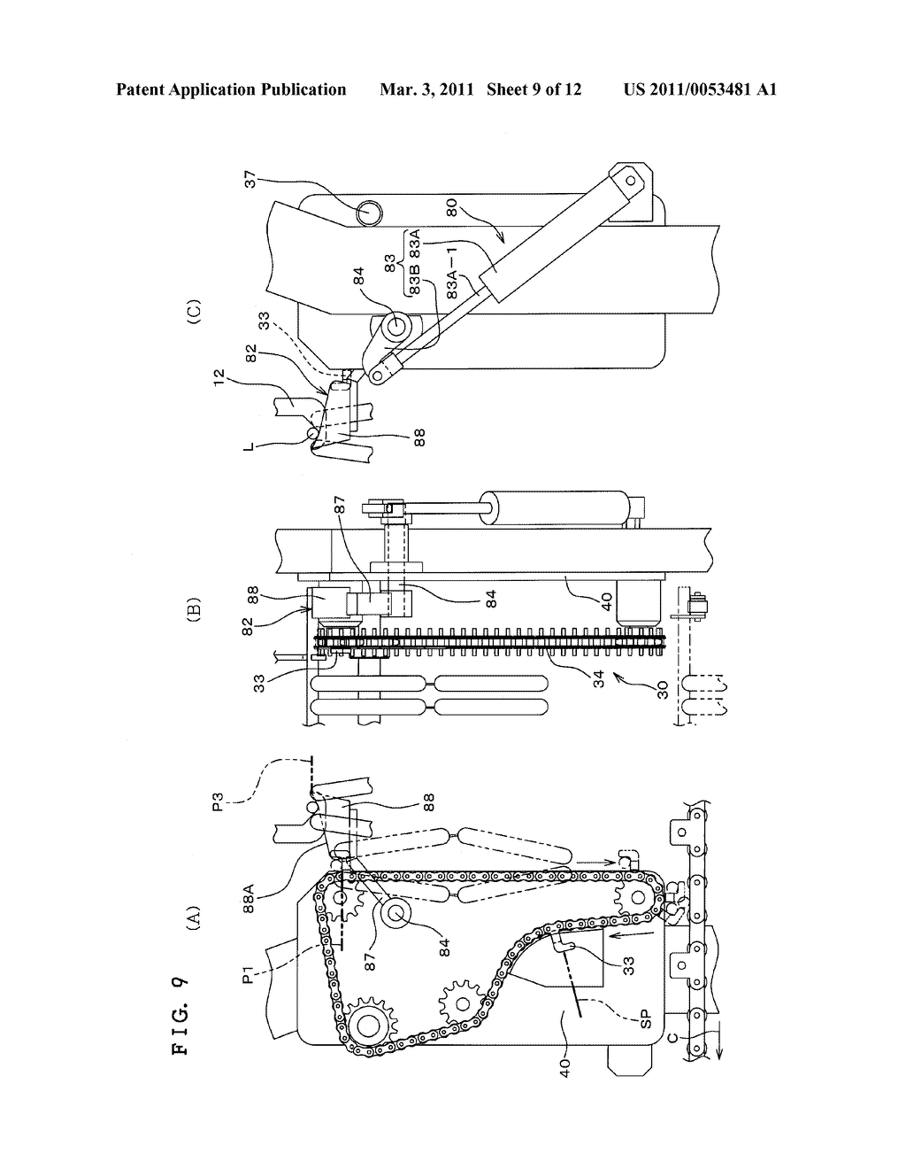 APPARATUS FOR TRANSFERRING A STICK WITH A STRAND OF SAUSAGE OR THE LIKE SUSPENDED THEREFROM - diagram, schematic, and image 10