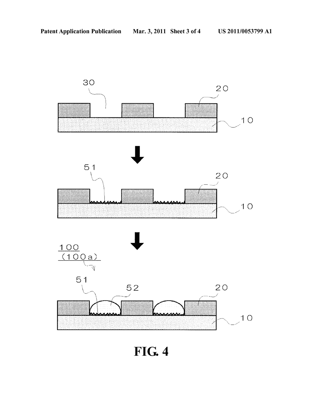 METHOD OF PRODUCING MICROARRAY SUBSTRATE, RADIATION-SENSITIVE COMPOSITION, PARTITION OF MICROARRAY SUBSTRATE, METHOD OF PRODUCING BIOCHIP, AND BIOCHIP - diagram, schematic, and image 04