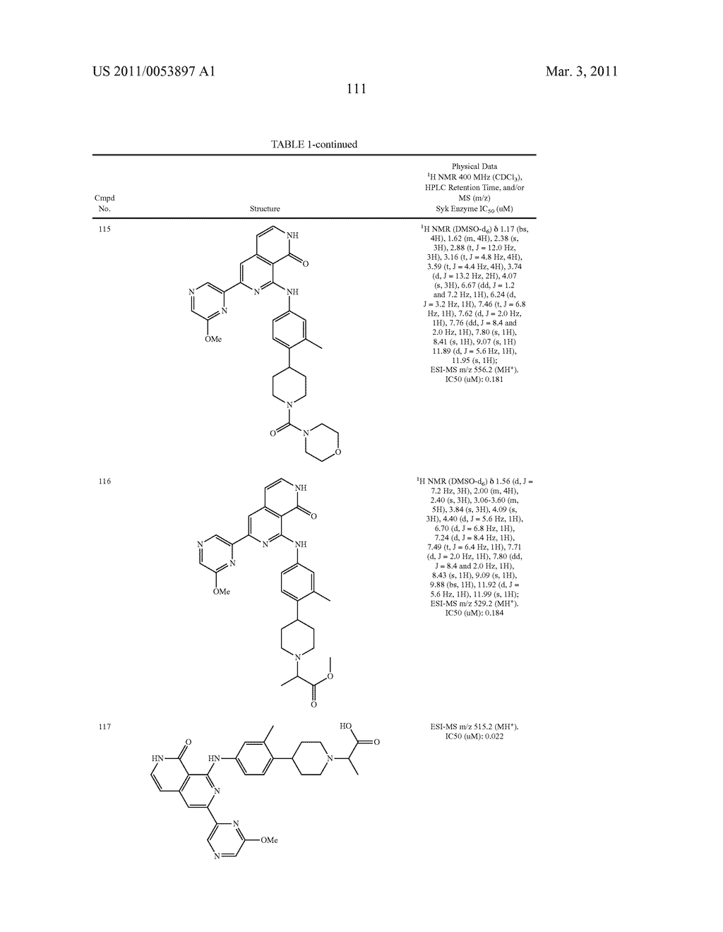 COMPOUNDS AND COMPOSITIONS AS SYK KINASE INHIBITORS - diagram, schematic, and image 112