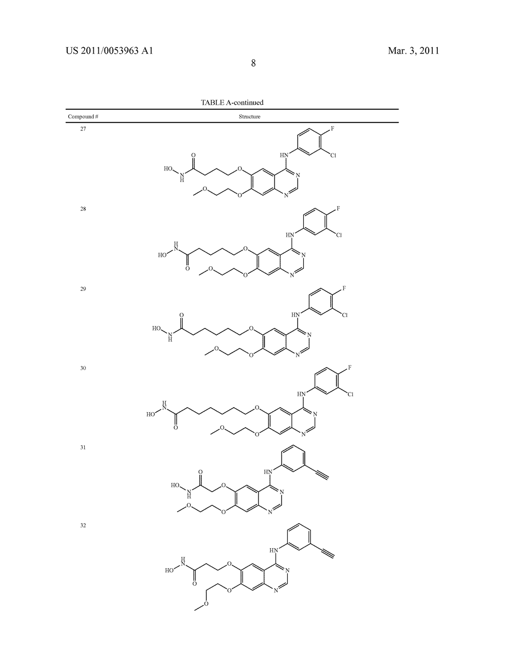 TARTRATE SALTS OF QUINAZOLINE BASED EGFR INHIBITORS CONTAINING A ZINC BINDING MOIETY - diagram, schematic, and image 29