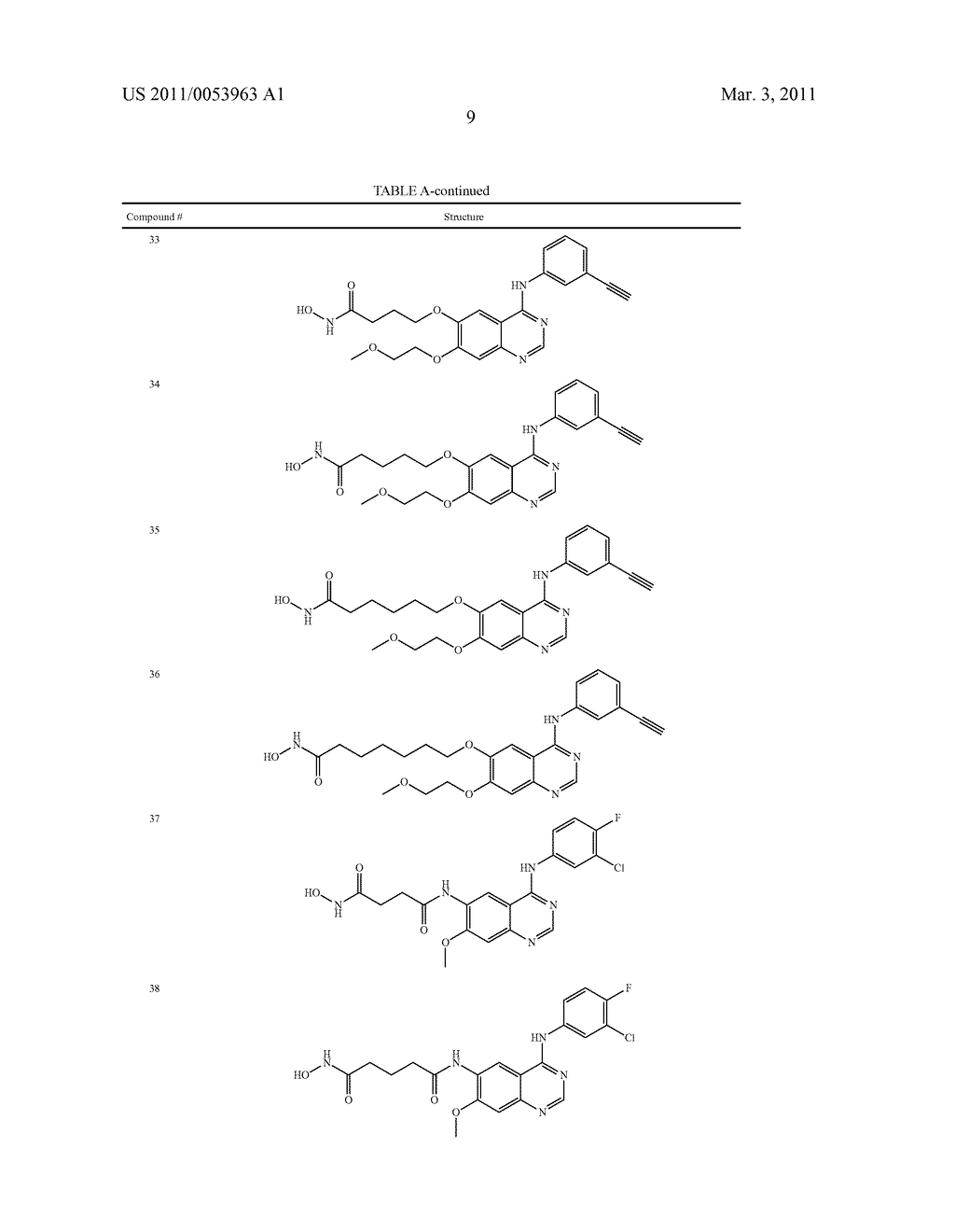 TARTRATE SALTS OF QUINAZOLINE BASED EGFR INHIBITORS CONTAINING A ZINC BINDING MOIETY - diagram, schematic, and image 30
