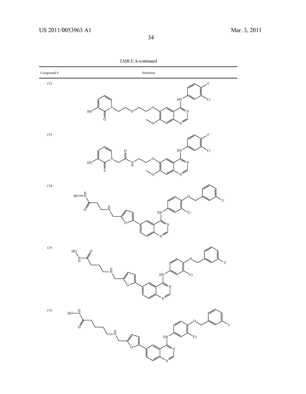 TARTRATE SALTS OF QUINAZOLINE BASED EGFR INHIBITORS CONTAINING A ZINC BINDING MOIETY - diagram, schematic, and image 55