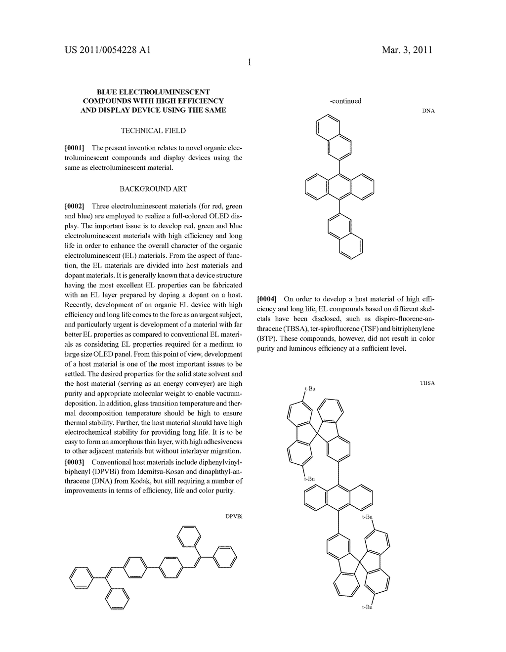 BLUE ELECTROLUMINESCENT COMPOUNDS WITH HIGH EFFICIENCY AND DISPLAY DEVICE USING THE SAME - diagram, schematic, and image 02