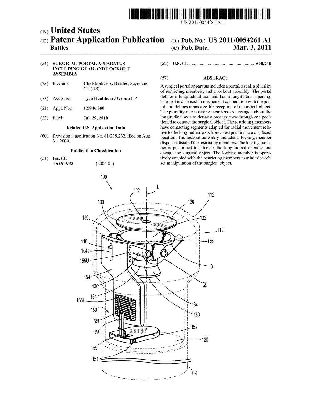 Surgical portal apparatus including gear and lockout assembly - diagram, schematic, and image 01