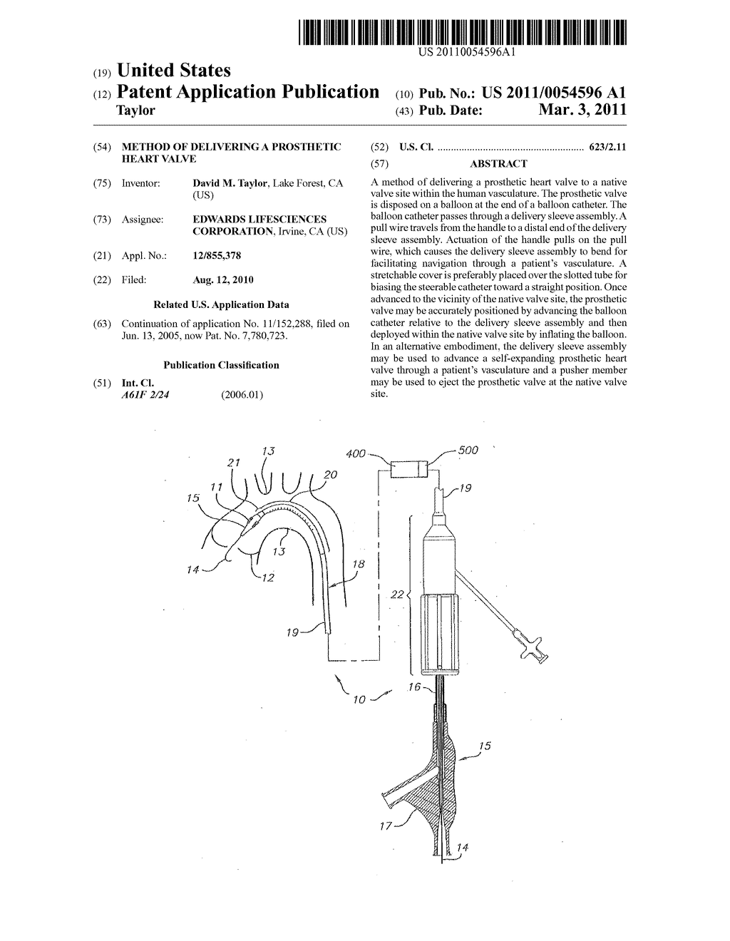 Method of Delivering a Prosthetic Heart Valve - diagram, schematic, and image 01