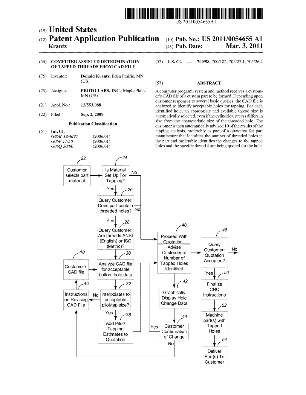 Computer Assisted Determination Of Tapped Threads From CAD File - diagram, schematic, and image 01