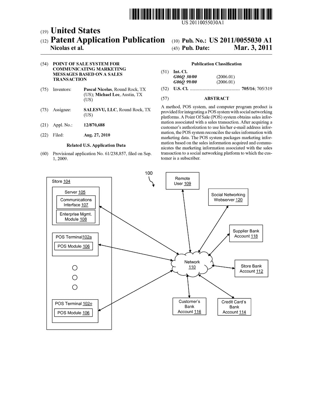 Point of Sale System for Communicating Marketing Messages Based on a Sales Transaction - diagram, schematic, and image 01