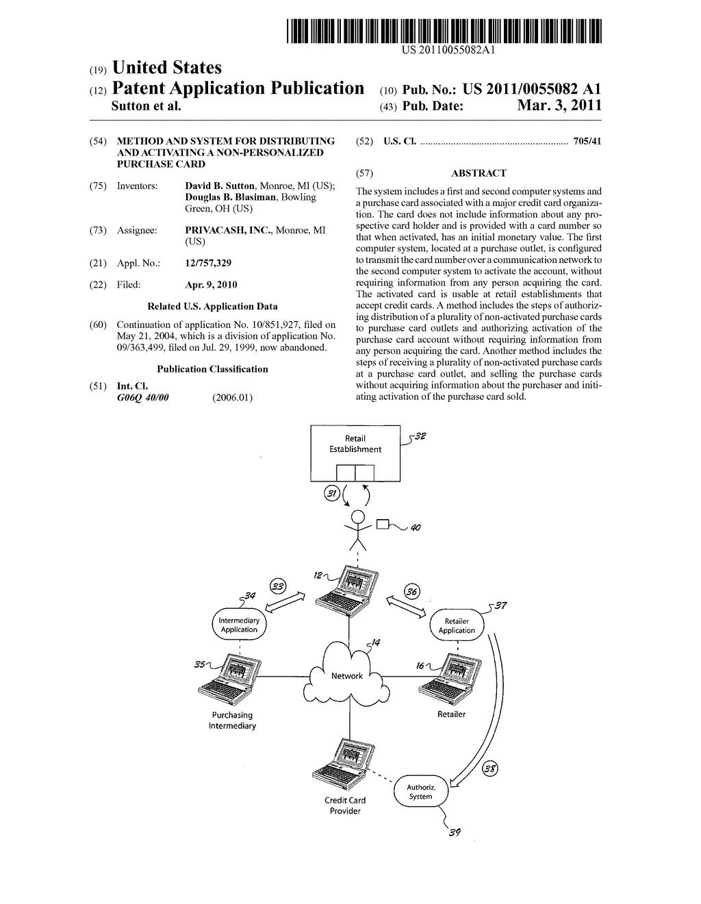 Method and System for Distributing and Activating a Non-Personalized Purchase Card - diagram, schematic, and image 01