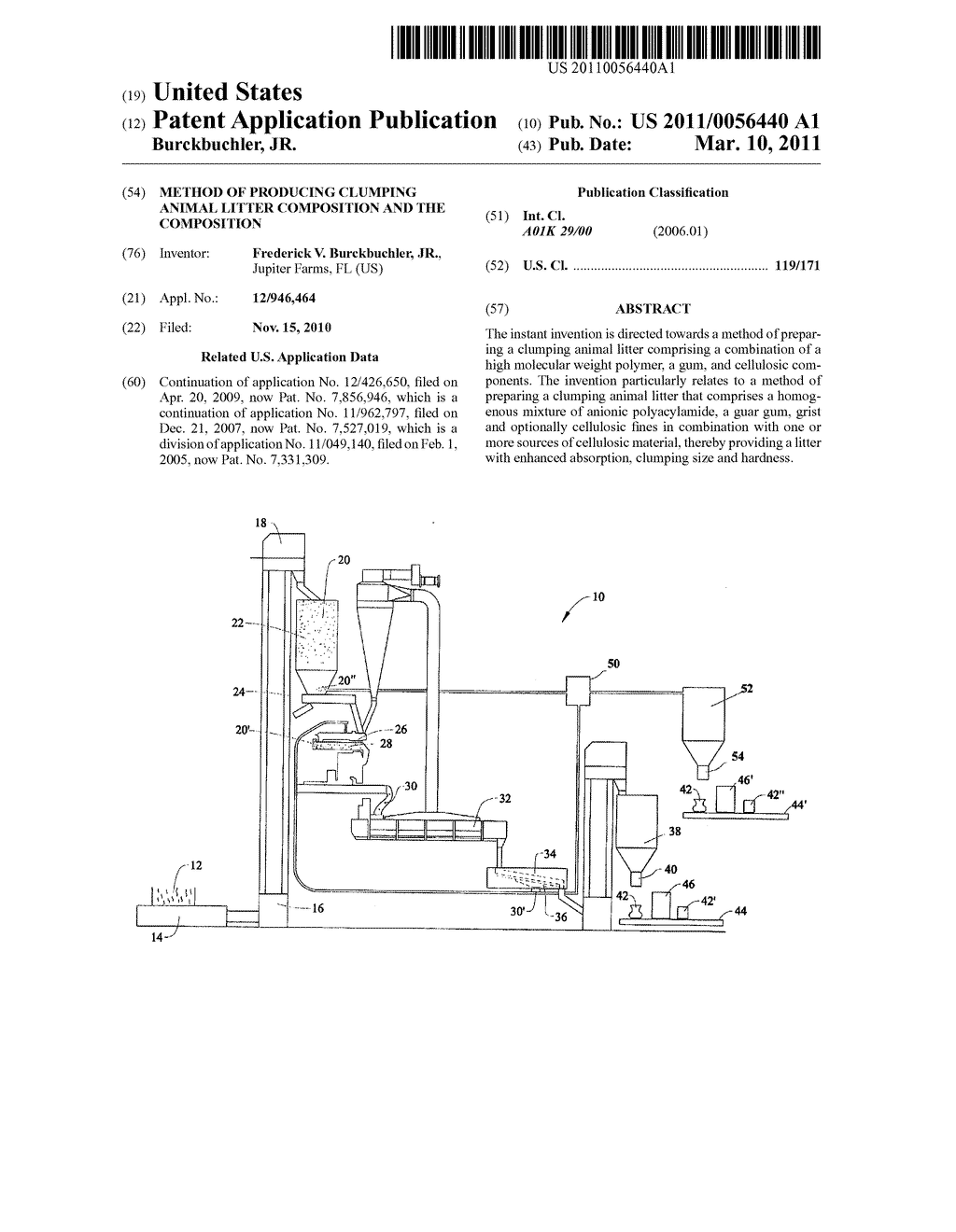 Method of producing clumping animal litter composition and the composition - diagram, schematic, and image 01