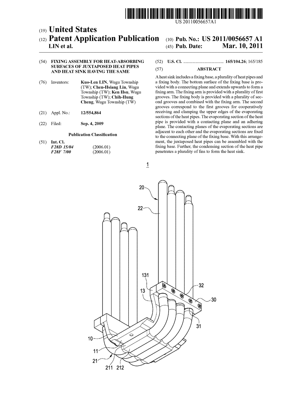 FIXING ASSEMBLY FOR HEAT-ABSORBING SURFACES OF JUXTAPOSED HEAT PIPES AND HEAT SINK HAVING THE SAME - diagram, schematic, and image 01