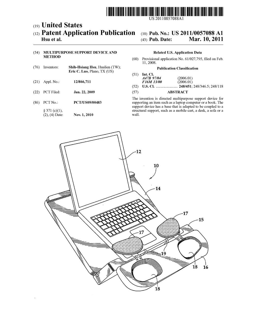 MULTIPURPOSE SUPPORT DEVICE AND METHOD - diagram, schematic, and image 01