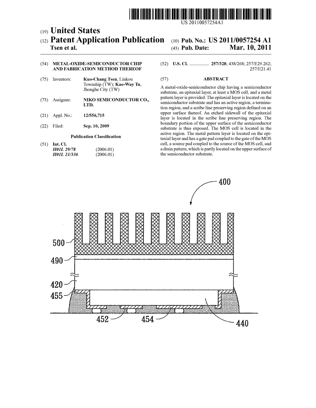 METAL-OXIDE-SEMICONDUCTOR CHIP AND FABRICATION METHOD THEREOF - diagram, schematic, and image 01