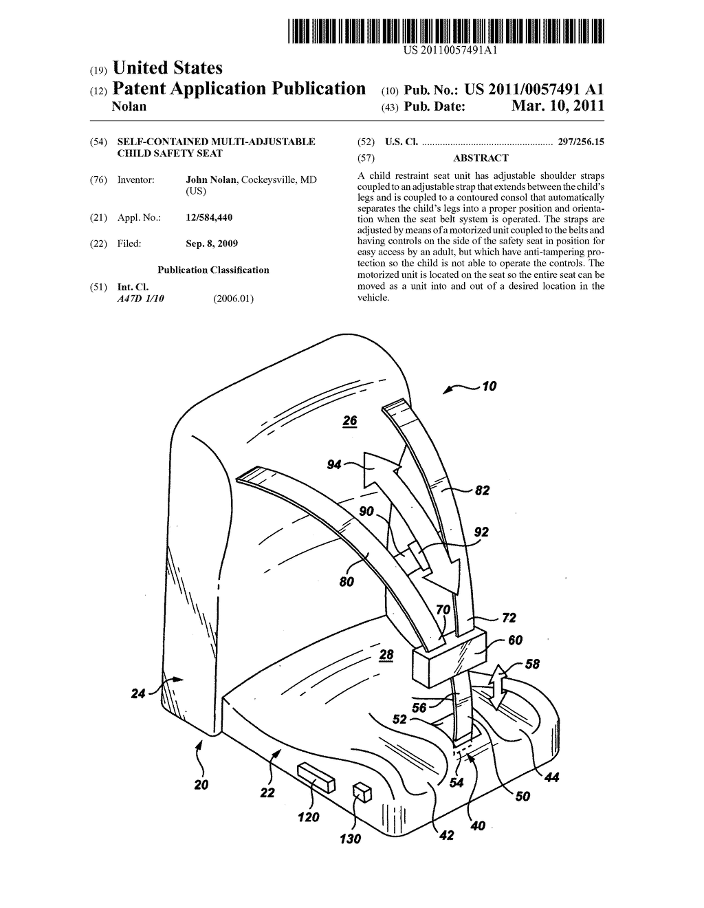 Self-contained multi-adjustable child safety seat - diagram, schematic, and image 01