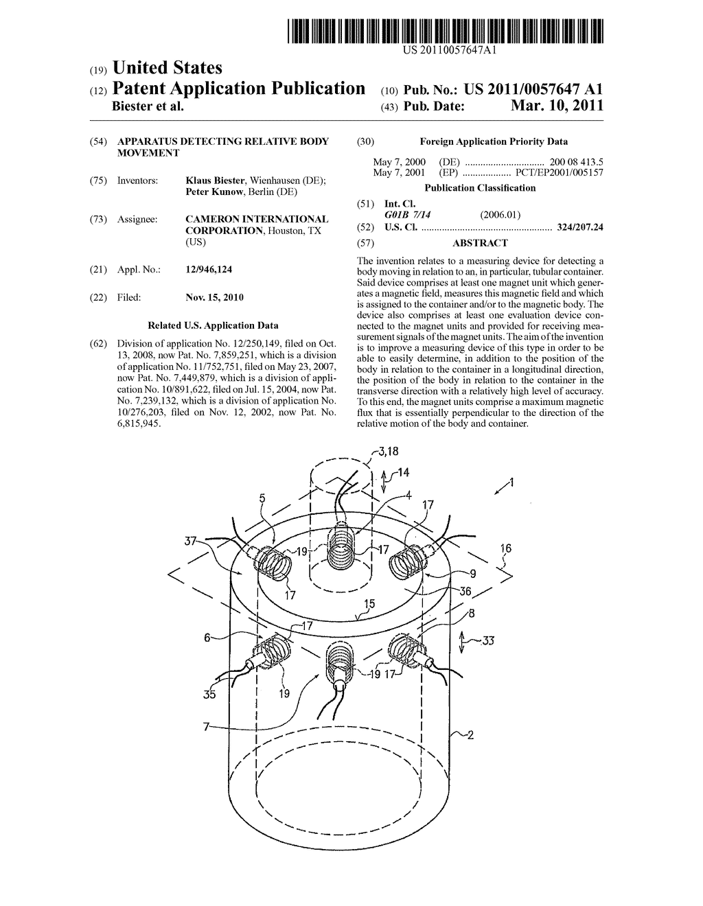 Apparatus Detecting Relative Body Movement - diagram, schematic, and image 01