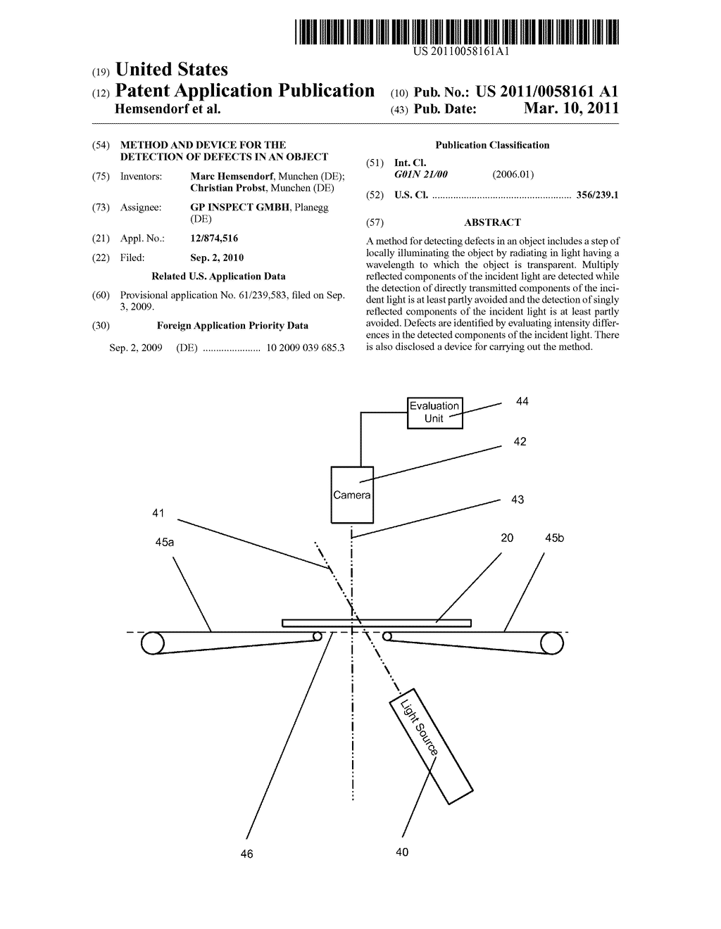Method and Device for the Detection of Defects in an Object - diagram, schematic, and image 01