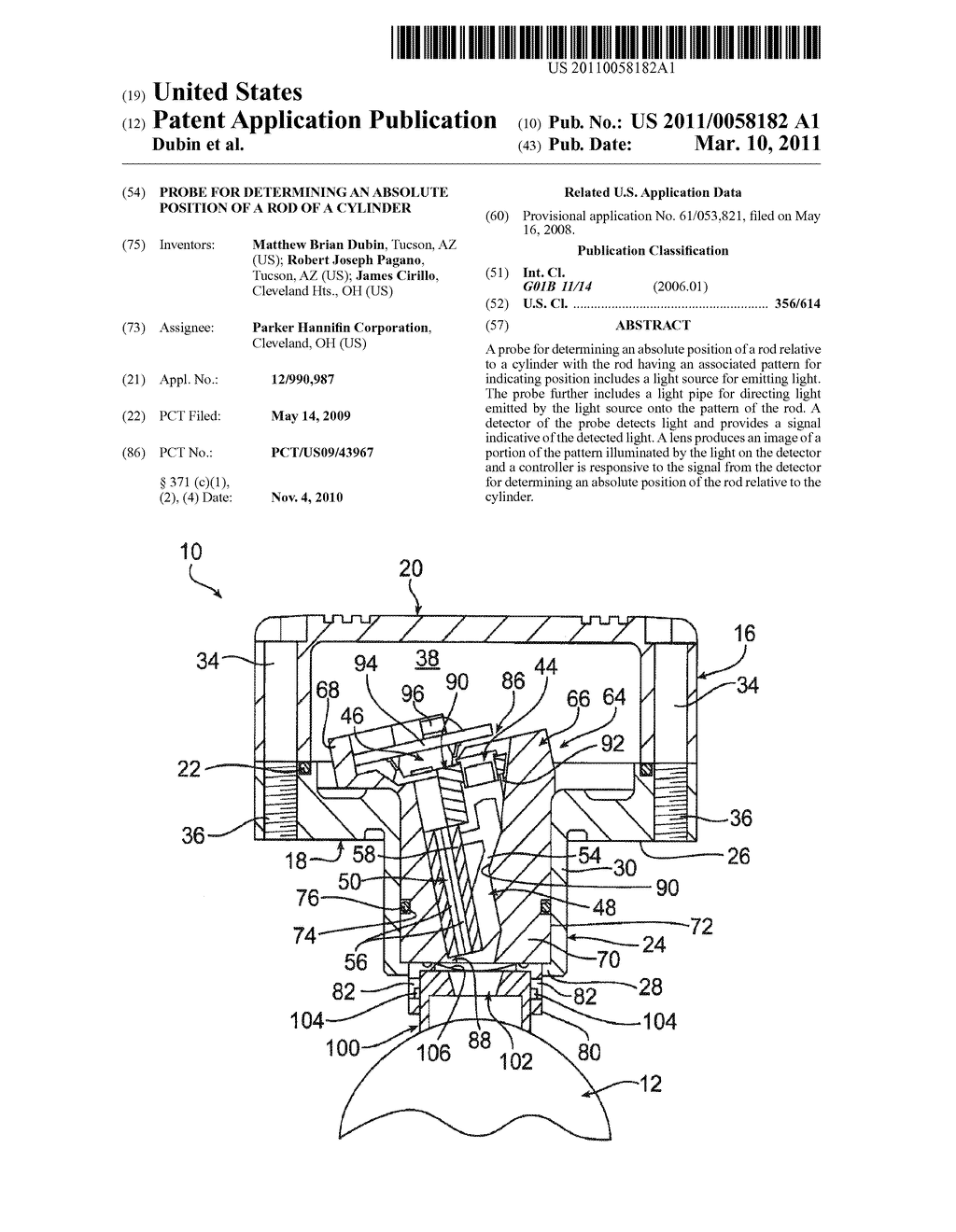 PROBE FOR DETERMINING AN ABSOLUTE POSITION OF A ROD OF A CYLINDER - diagram, schematic, and image 01