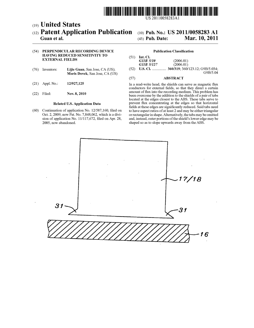 Perpendicular recording device having reduced sensitivity to external fields - diagram, schematic, and image 01