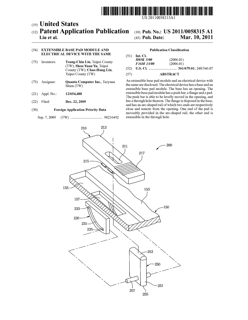 Extensible base pad module and electrical device with the same - diagram, schematic, and image 01