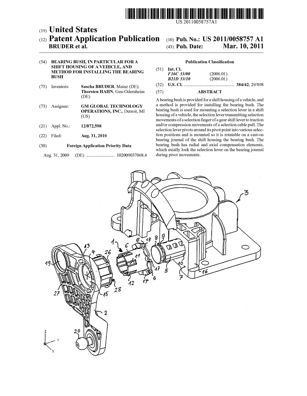 BEARING BUSH, IN PARTICULAR FOR A SHIFT HOUSING OF A VEHICLE, AND METHOD FOR INSTALLING THE BEARING BUSH - diagram, schematic, and image 01