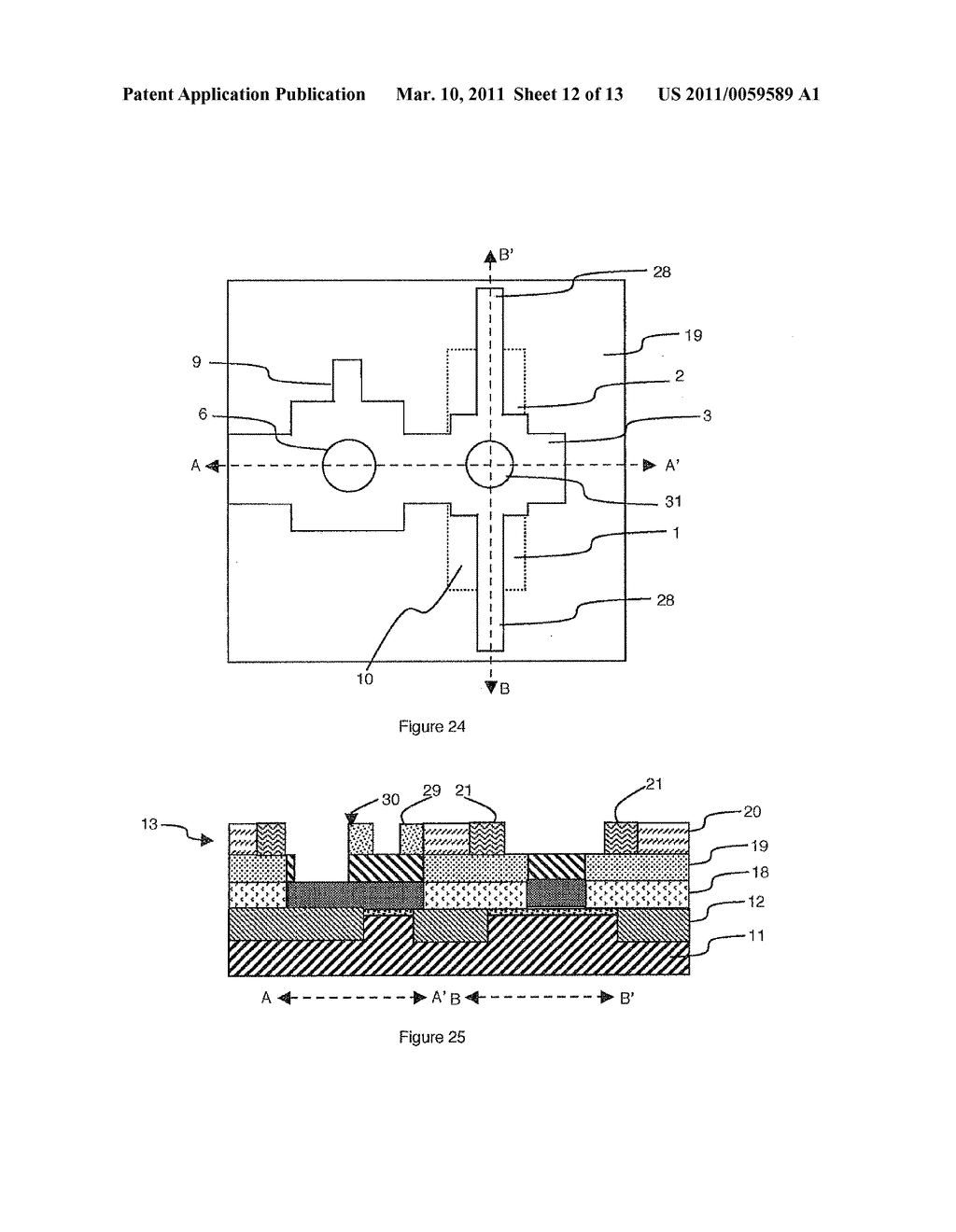 METHOD FOR PRODUCING A FIELD EFFECT DEVICE HAVING SELF-ALIGNED ELECTRICAL CONNECTIONS WITH RESPECT TO THE GATE ELECTRODE - diagram, schematic, and image 13