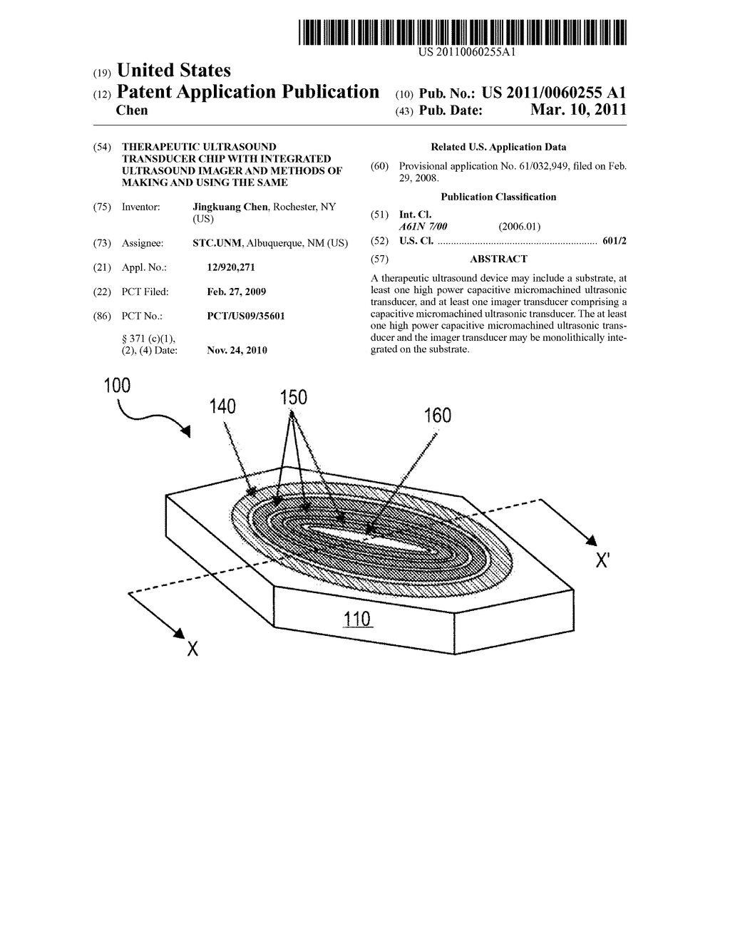THERAPEUTIC ULTRASOUND TRANSDUCER CHIP WITH INTEGRATED ULTRASOUND IMAGER AND METHODS OF MAKING AND USING THE SAME - diagram, schematic, and image 01