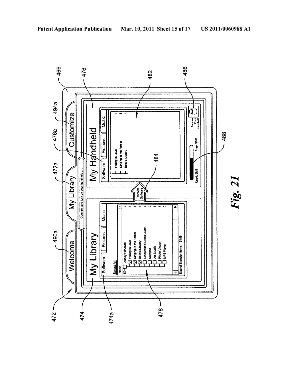 SYSTEM AND METHOD FOR DISPLAYING, NAVIGATING AND SELECTING ELECTRONICALLY STORED CONTENT ON A MULTIFUNCTION HANDHELD DEVICE - diagram, schematic, and image 16