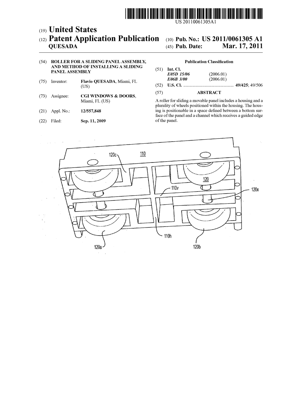 ROLLER FOR A SLIDING PANEL ASSEMBLY, AND METHOD OF INSTALLING A SLIDING PANEL ASSEMBLY - diagram, schematic, and image 01