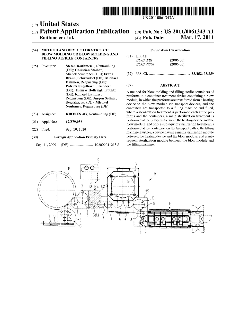 Method and Device for Stretch Blow Molding or Blow Molding and Filling Sterile Containers - diagram, schematic, and image 01