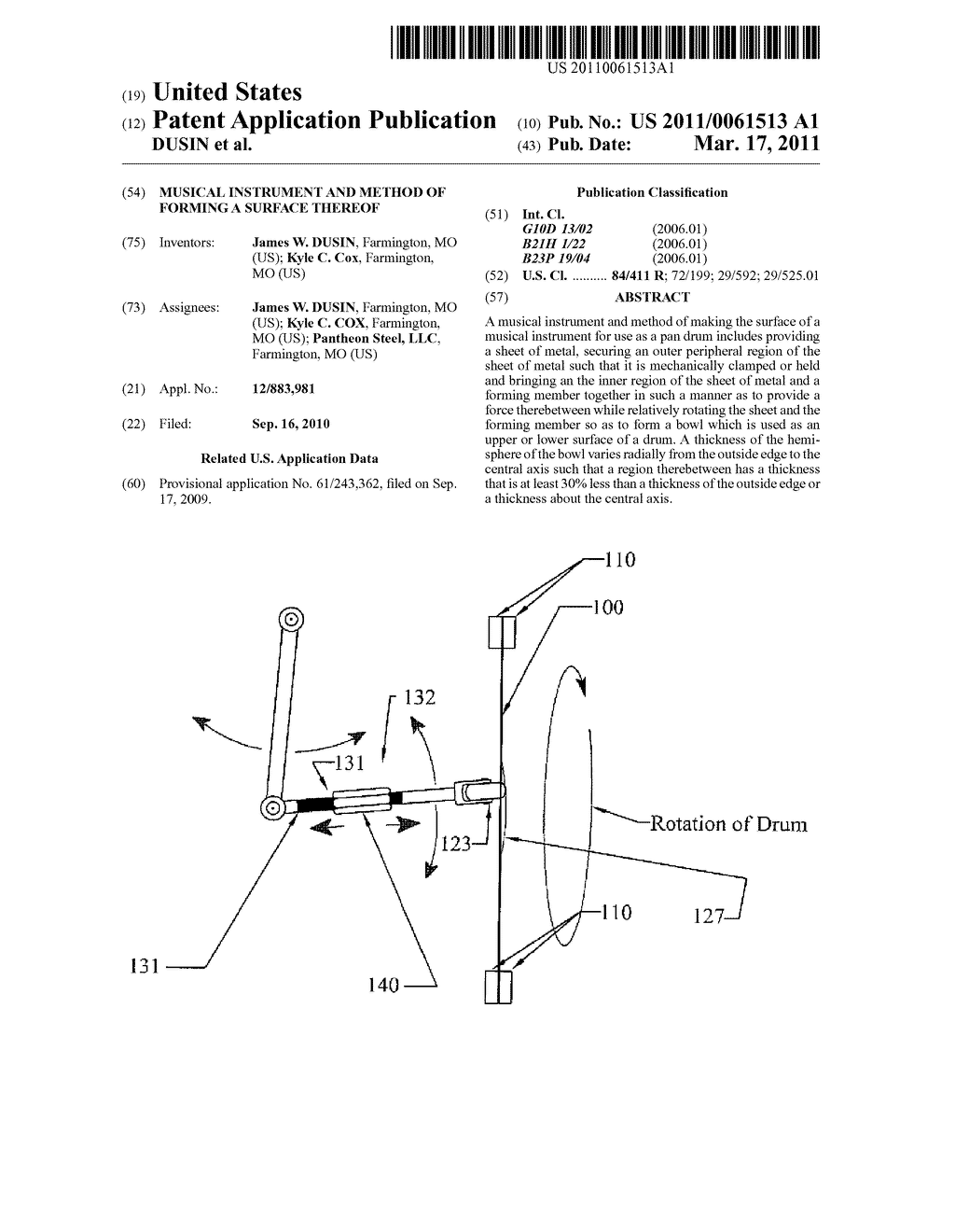 MUSICAL INSTRUMENT AND METHOD OF FORMING A SURFACE THEREOF - diagram, schematic, and image 01