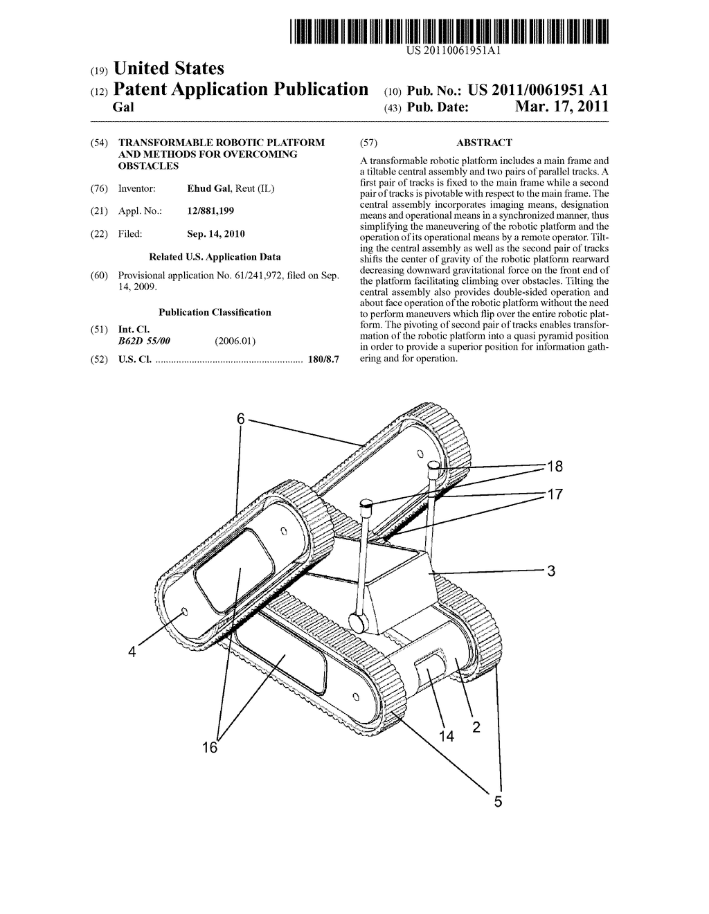 Transformable Robotic Platform and Methods for Overcoming Obstacles - diagram, schematic, and image 01