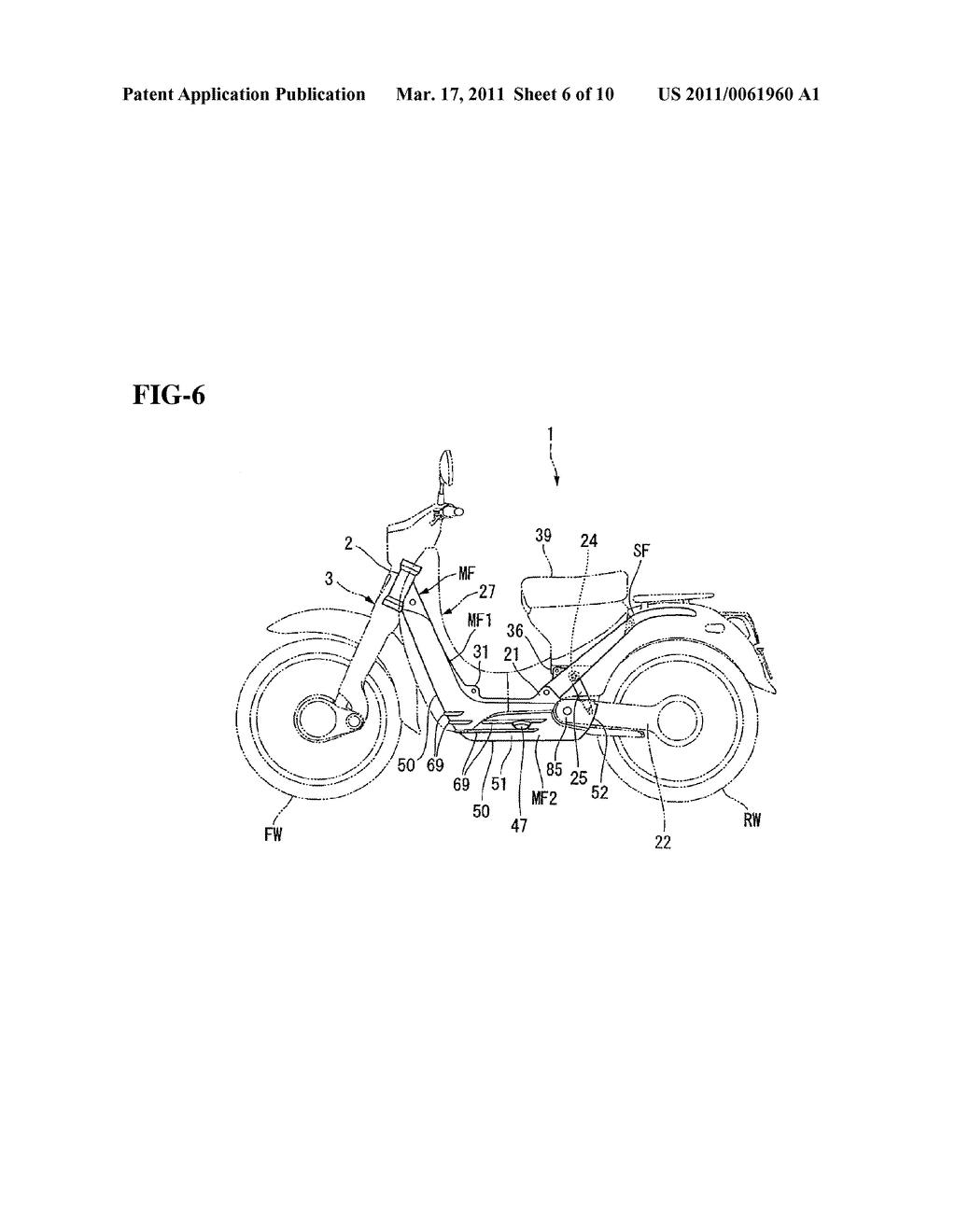 MOTORCYCLE FRAME HAVING PROTECTED SPACE THEREIN, AND MOTORCYCLE INCORPORATING SAME - diagram, schematic, and image 07