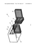 Pivotable shelving system diagram and image