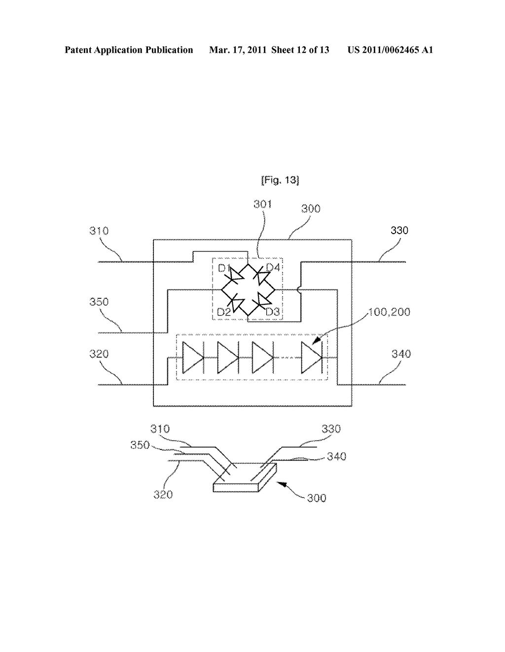 LIGHT EMITTING ELEMENT WITH A PLURALITY OF CELLS BONDED, METHOD OF MANUFACTURING THE SAME, AND LIGHT EMITTING DEVICE USING THE SAME - diagram, schematic, and image 13