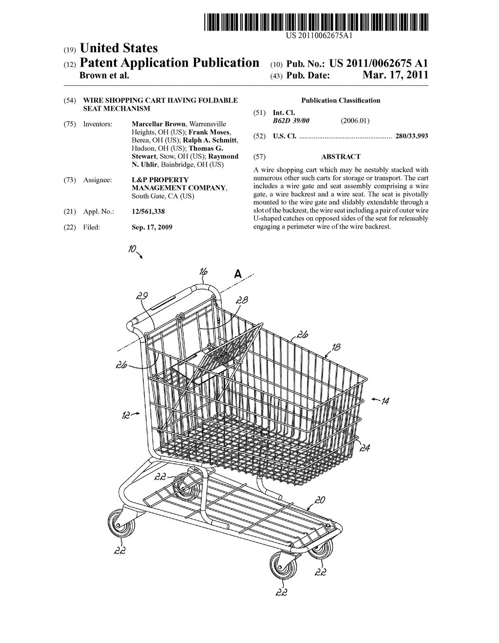 Wire Shopping Cart Having Foldable Seat Mechanism - diagram, schematic, and image 01