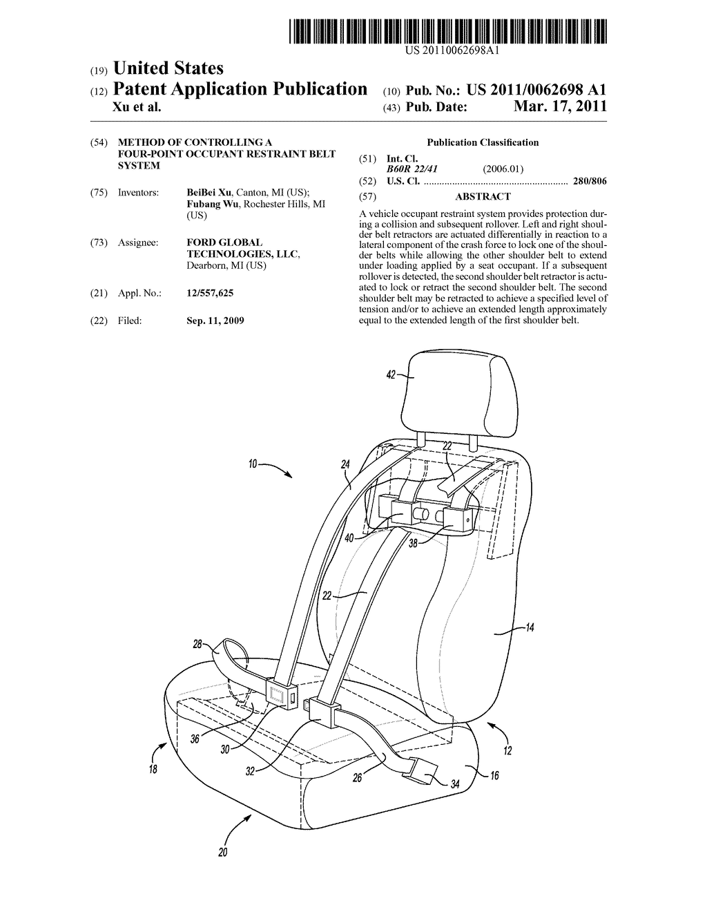 Method of Controlling a Four-Point Occupant Restraint Belt System - diagram, schematic, and image 01