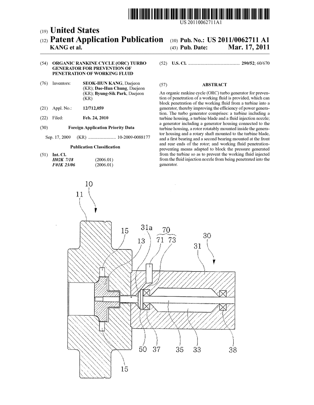 ORGANIC RANKINE CYCLE (ORC) TURBO GENERATOR FOR PREVENTION OF PENETRATION OF WORKING FLUID - diagram, schematic, and image 01