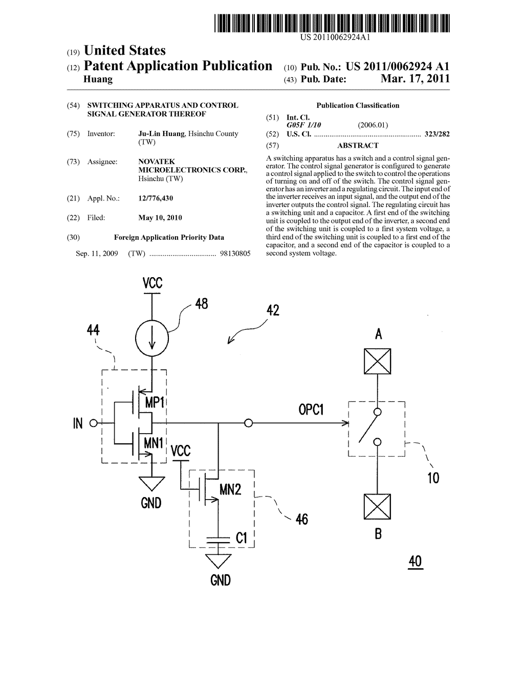 SWITCHING APPARATUS AND CONTROL SIGNAL GENERATOR THEREOF - diagram, schematic, and image 01