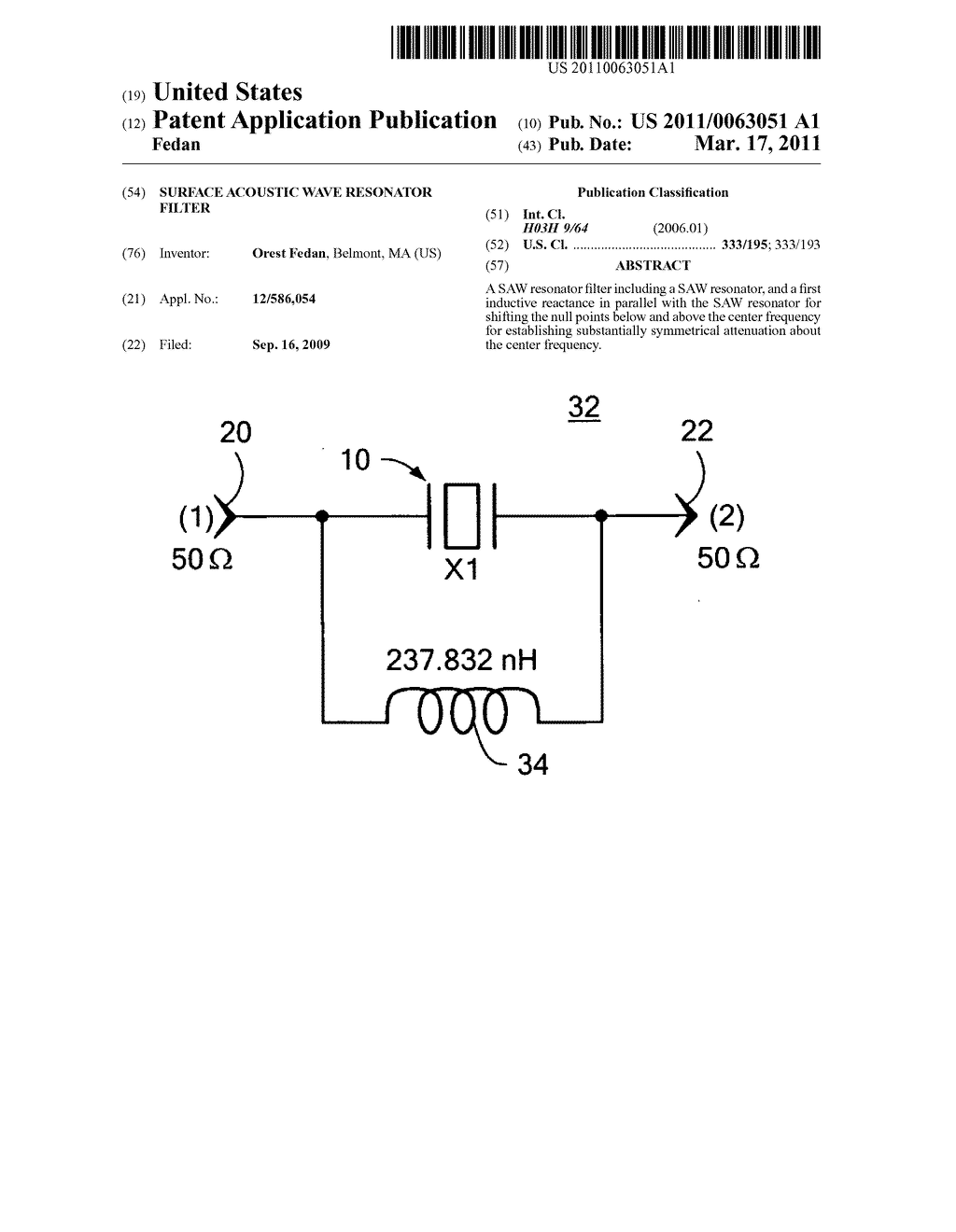 Surface acoustic wave resonator filter - diagram, schematic, and image 01